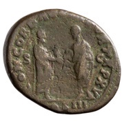 As - Marcus Aurelius and Lucius Verus CONCORD AVGVSTOR TR P XV COS III S C, Rome, 161 reverse image