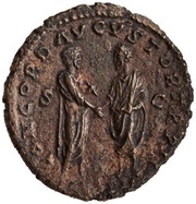 As - Lucius Verus and Marcus Aurelius CONCORD AVGVSTOR TR P II COS II S C, Rome, 161-162 reverse image