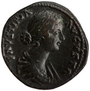As - Faustina the Younger FECVNDITAS S C; Fecunditas obverse image
