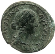 As - Faustina the Younger IVNO REGINA S C; Juno obverse image
