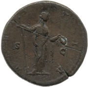 As - Faustina the Younger LAETITIA S C; Laetitia, Rome, 161-176 reverse image