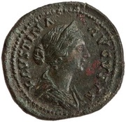 As - Faustina the Younger TEMPOR FELIC S C; Fecunditas obverse image