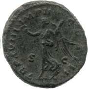 As - Marcus Aurelius TR P XVIII IMP II COS III S C; Victory, Rome, 163-164 reverse image