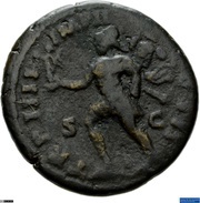 As - Lucius Verus TR P IIII IMP II COS II S C; Mars and Victory, Rome, 163-164 reverse image