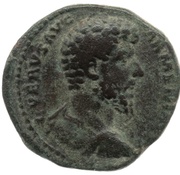 As - Lucius Verus FORT RED TR P V IMP II COS II S C; Fortuna obverse image