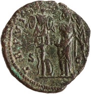 As - Lucius Verus TR P VI IMP III COS II S C; Victory, Rome, 165-166 reverse image