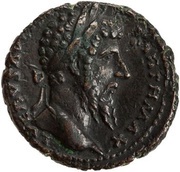 As - Lucius Verus TR P VIIII IMP V COS III S C; Roma and Victory obverse image