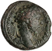 As - Marcus Aurelius MARTI VICTORI IMP VI COS III S C; Mars obverse image