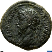 As - Marcus Aurelius IMP VII COS III S C; Tiber obverse image