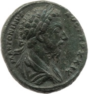 As - Marcus Aurelius IMP VII COS III S C; Tiber obverse image