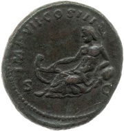 As - Marcus Aurelius IMP VII COS III S C; Tiber, Rome, 174-175 reverse image