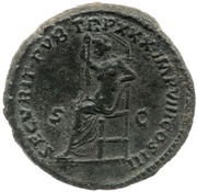 As - Marcus Aurelius SECVRIT PVB TR P XXX IMP VIII COS III S C; Securitas, Rome, 175-176 reverse image