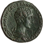 As - Commodus FELICITATI CAES S C obverse image