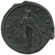 As - Commodus TR POT COS S C; Minerva, Rome, 176 reverse image