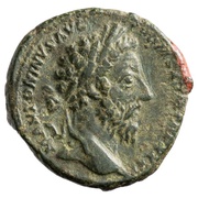 As - Marcus Aurelius IMP VIII COS III FELICITATI AVG P P S C; Neptune obverse image