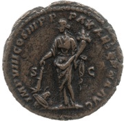 As - Marcus Aurelius IMP VIII COS III P P PAX AETERNA AVG S C; Pax, Rome, 176-177 reverse image