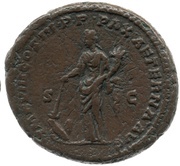 As - Marcus Aurelius IMP VIII COS III P P PAX AETERNA AVG S C; Pax, Rome, 176-177 reverse image