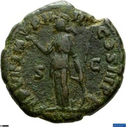 As - Commodus TR P VII IMP IIII COS III P P S C; Minerva, Rome, 181-182 reverse image