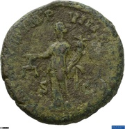 As - Commodus P M TR P XIII IMP VIII COS V P P S C; Aequitas, Rome, 187-188 reverse image