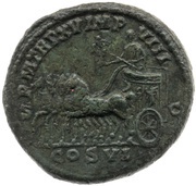 As - Commodus P M TR P XV IMP VIII COS VI S C; Victory, Rome, 190 reverse image