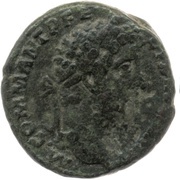 As - Commodus APOL PALAT P M TR P XVI COS VI S C; Apollo obverse image