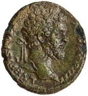 As - Septimius Severus P M TR P III COS II P P S C; Minerva obverse image
