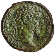 As - Septimius Severus P M TR P IIII COS II P P S C; Mars obverse image