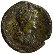 As - Caracalla PONTIF TR P III S C; Sol obverse image