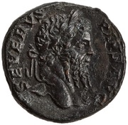 As - Septimius Severus VIRTVS AVGVSTOR S C; Roma and Victory obverse image