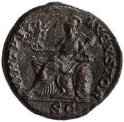 As - Septimius Severus VIRTVS AVGVSTOR S C; Roma and Victory, Rome, 202-210 reverse image