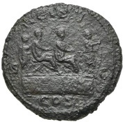 As - Geta, Septimius Severus and Caracalla FELICITAS SAECVLI S C, Rome, 203-208 reverse image