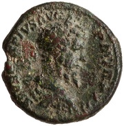 As - Septimius Severus COS III LVD SAEC FEC S C; Hercules, Bacchus, and Liber obverse image