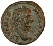 As - Septimius Severus P M TR P XVI COS III P P S C obverse image