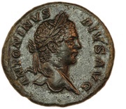 As - Caracalla PONTIF TR P XI COS III S C; Mars obverse image