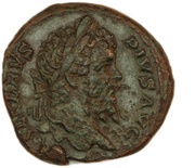 As - Septimius Severus P M TR P XVII COS III P P S C; Jupiter obverse image
