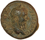 As - Septimius Severus P M TR P XVII COS III P P S C; Roma obverse image