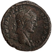 As - Caracalla PONTIF TR P XII COS III S C; Mars obverse image