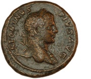 As - Caracalla PONTIF TR P XII COS III S C; Victory obverse image