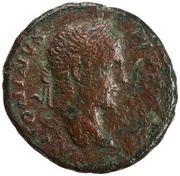 As - Caracalla PONTIF TR P XIII COS III S C; Virtus obverse image