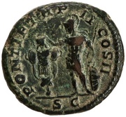 As - Geta PONTIF TR P II COS II S C; Mars, Rome, 210 reverse image