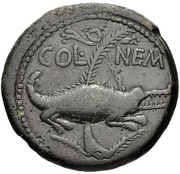 Dupondius - Augustus and Agrippa COL NEM, Rome, 29 BC - 14 AD reverse image