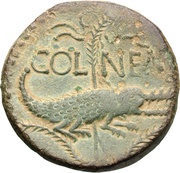 Dupondius - Augustus and Agrippa COL NEM, Rome, 20 BC - 10 BC reverse image