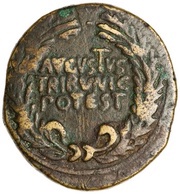 Dupondius C ASINIVS C F GALLVS IIIVIR A A A F F S C obverse image