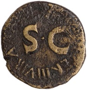Dupondius C CASSIVS C F CELER IIIVIR A A A F F S C, Rome, 16 BC reverse image