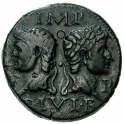 Dupondius - Augustus and Agrippa COL NEM obverse image