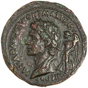 Dupondius - Augustus P LVRIVS AGRIPPA IIIVIR A A A F F S C; Victory obverse image