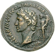 Dupondius - Augustus P LVRIVS AGRIPPA IIIVIR A A A F FS C; Victory obverse image
