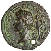 Dupondius - Augustus M SALVIVS OTHO IIIVIR A A A F F S C; Victory obverse image