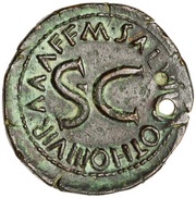 Dupondius - Augustus M SALVIVS OTHO IIIVIR A A A F F S C; Victory, Rome, 7 BC reverse image