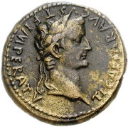 Dupondius - Tiberius ROM ET AVG; altar of Gauls obverse image